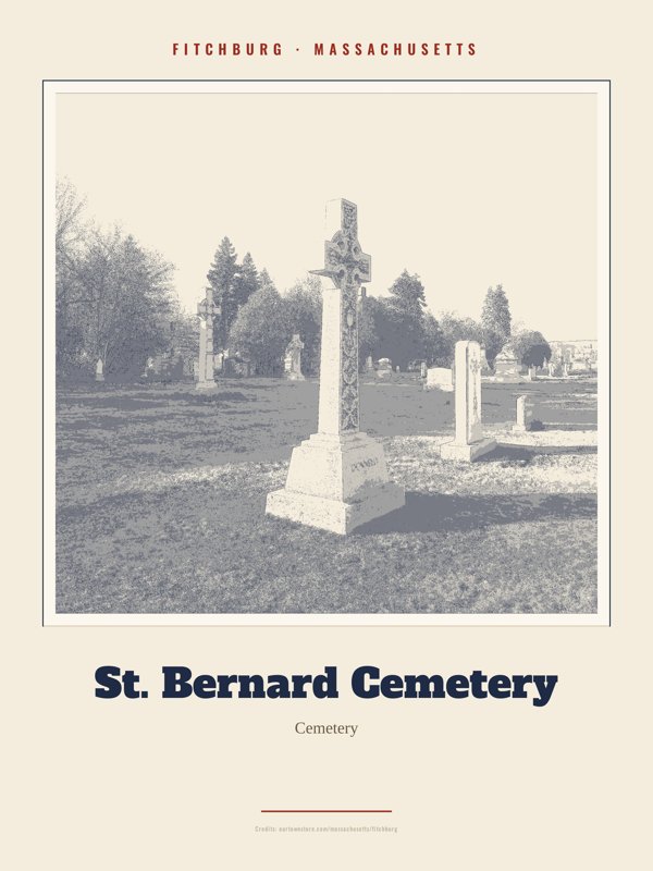 Fitchburg St. Bernard Cemetery Landmark Print artwork detail