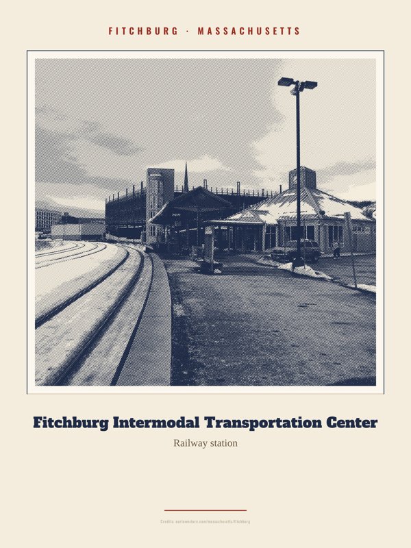 Fitchburg Fitchburg Intermodal Transportation Center Landmark Print artwork detail