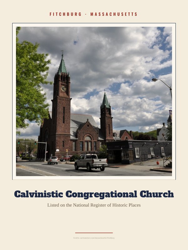 Fitchburg Calvinistic Congregational Church Landmark Print artwork detail