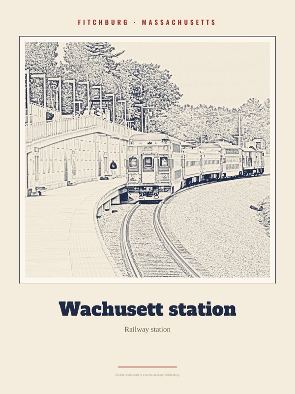 Fitchburg Wachusett station Landmark Print artwork detail