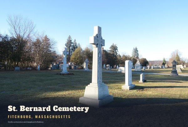 Fitchburg St. Bernard Cemetery Postcard artwork detail