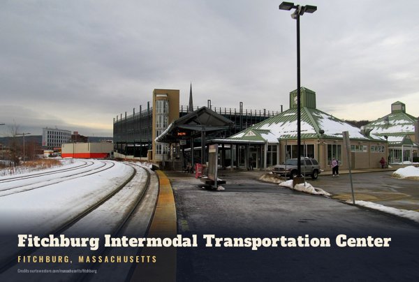 Fitchburg Fitchburg Intermodal Transportation Center Postcard artwork detail