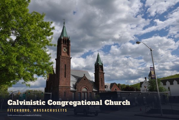 Fitchburg Calvinistic Congregational Church Postcard artwork detail