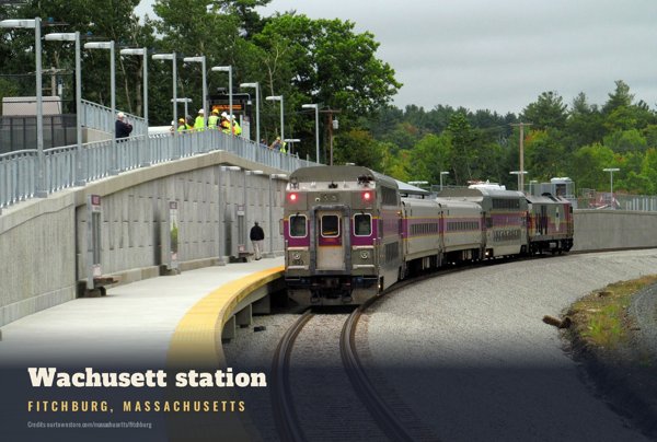 Fitchburg Wachusett station Postcard artwork detail