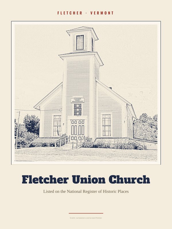 Fletcher Fletcher Union Church Landmark Print artwork detail