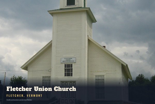 Fletcher Fletcher Union Church Postcard artwork detail