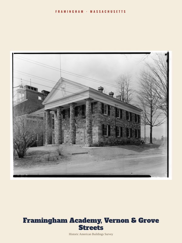 Framingham Framingham Academy, Vernon & Grove Streets Archive Print artwork detail