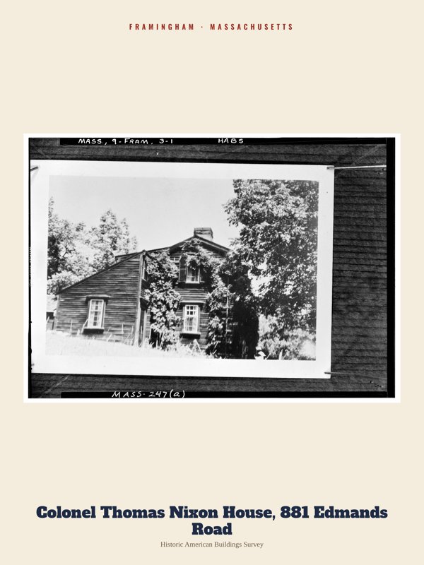 Framingham Colonel Thomas Nixon House, 881 Edmands Road Archive Print artwork detail