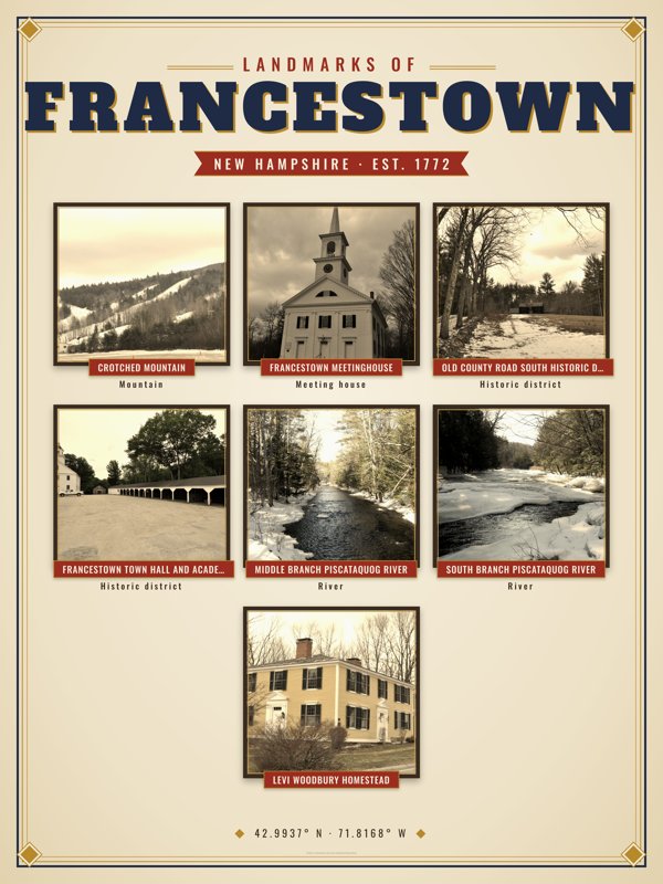 Francestown Landmarks Photo Poster artwork detail