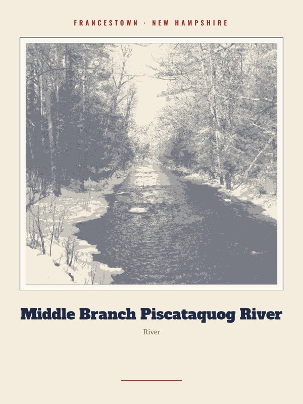 Francestown Middle Branch Piscataquog River Landmark Print artwork detail