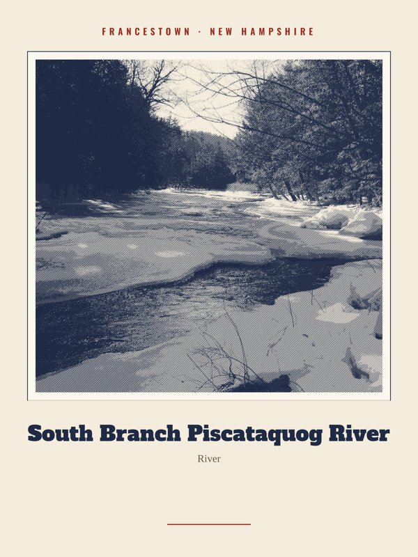 Francestown South Branch Piscataquog River Landmark Print artwork detail