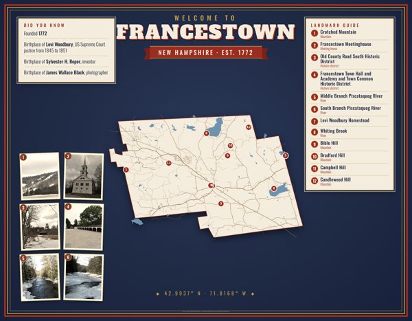Francestown Map Placemat artwork detail