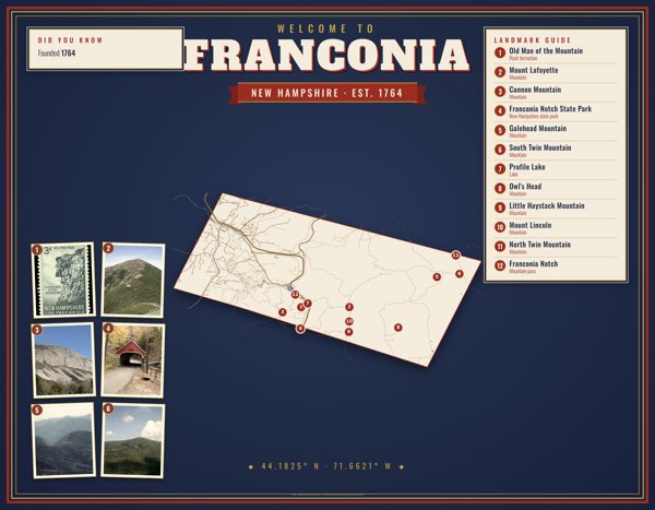 Franconia Map Placemat artwork detail
