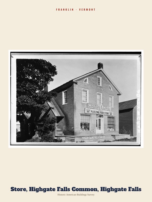 Franklin Store, Highgate Falls Common, Highgate Falls Archive Print artwork detail