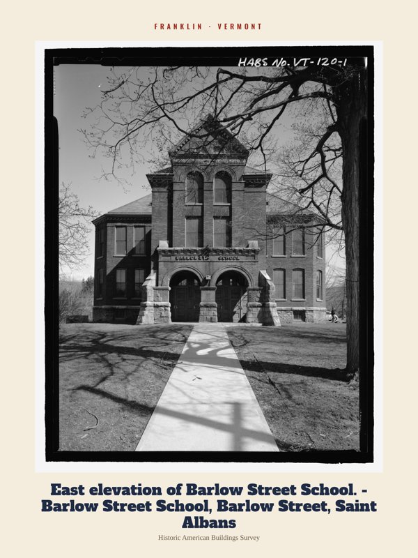 Franklin East elevation of Barlow Street School. - Barlow Street School, Barlow Street, Saint Albans Archive Print artwork detail