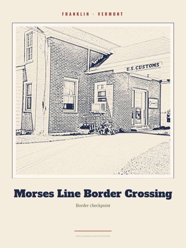 Franklin Morses Line Border Crossing Landmark Print artwork detail