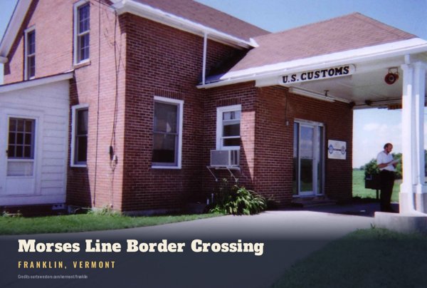 Franklin Morses Line Border Crossing Postcard artwork detail