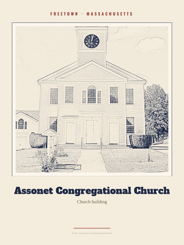 Freetown Assonet Congregational Church Landmark Print artwork detail