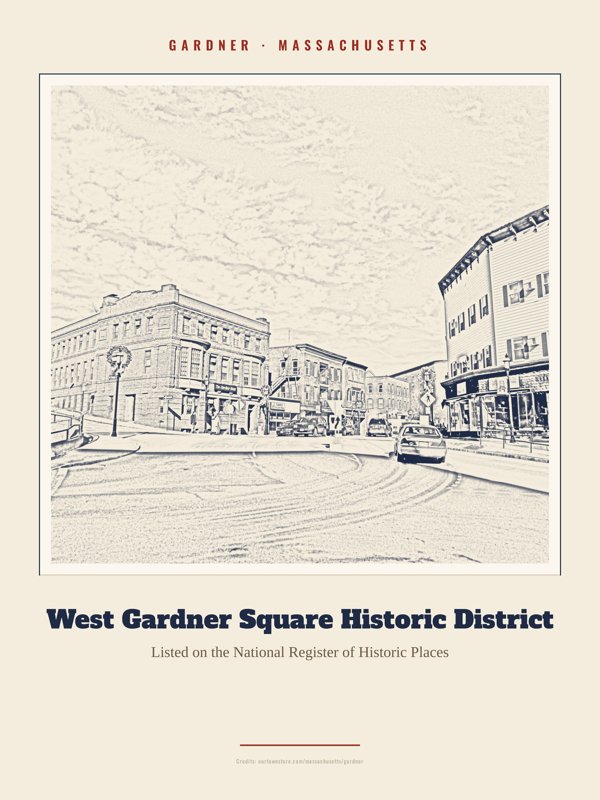 Gardner West Gardner Square Historic District Landmark Print artwork detail