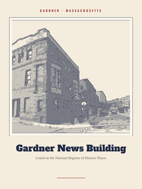 Gardner Gardner News Building Landmark Print artwork detail