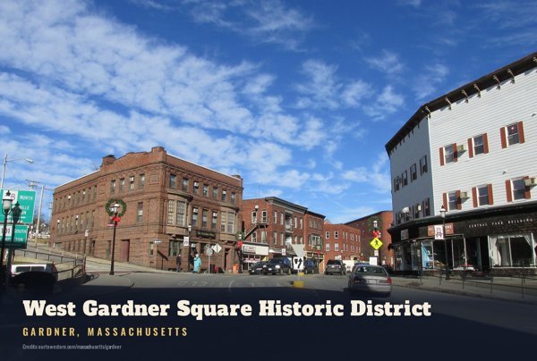 Gardner West Gardner Square Historic District Postcard artwork detail