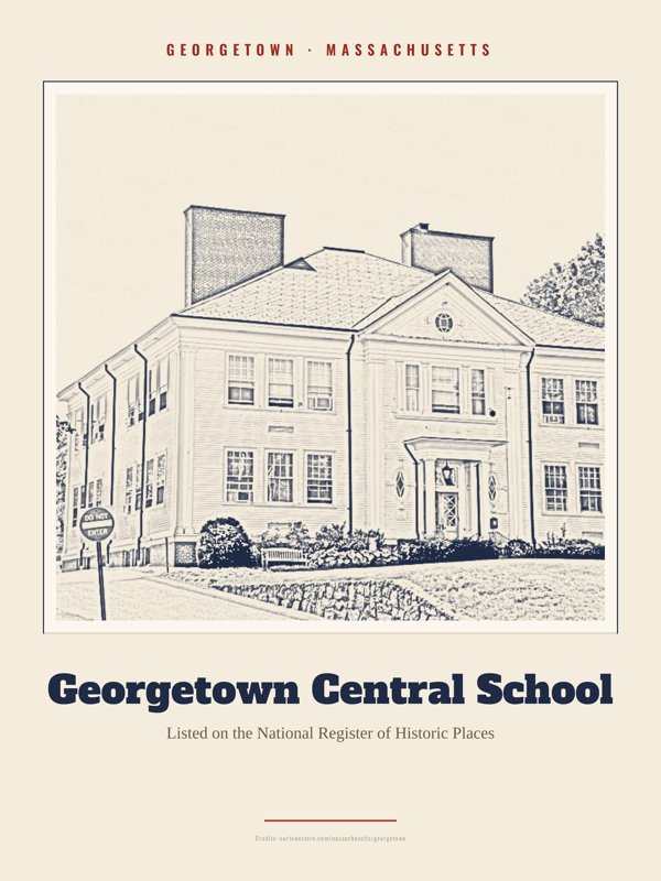 Georgetown Georgetown Central School Landmark Print artwork detail