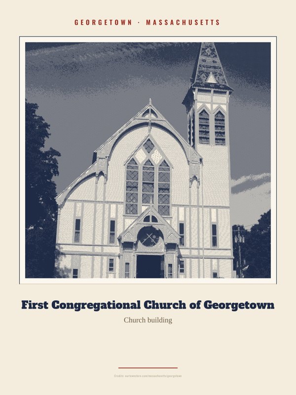 Georgetown First Congregational Church of Georgetown Landmark Print artwork detail