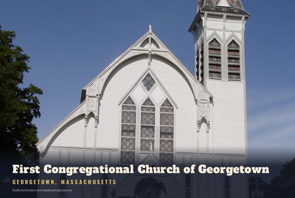 Georgetown First Congregational Church of Georgetown Postcard artwork detail