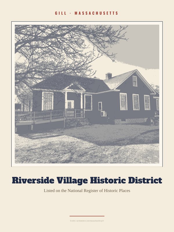 Gill Riverside Village Historic District Landmark Print artwork detail