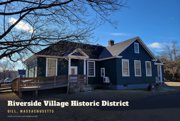 Gill Riverside Village Historic District Postcard artwork detail