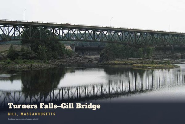 Gill Turners Falls–Gill Bridge Postcard artwork detail