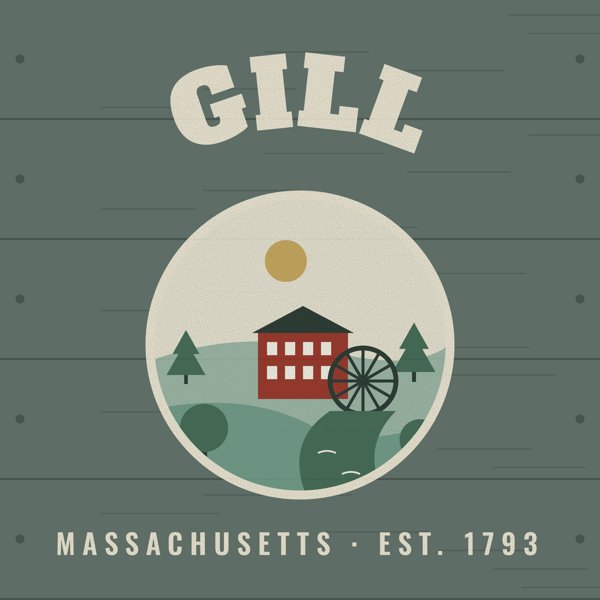 Gill Hometown Wood Sign artwork detail