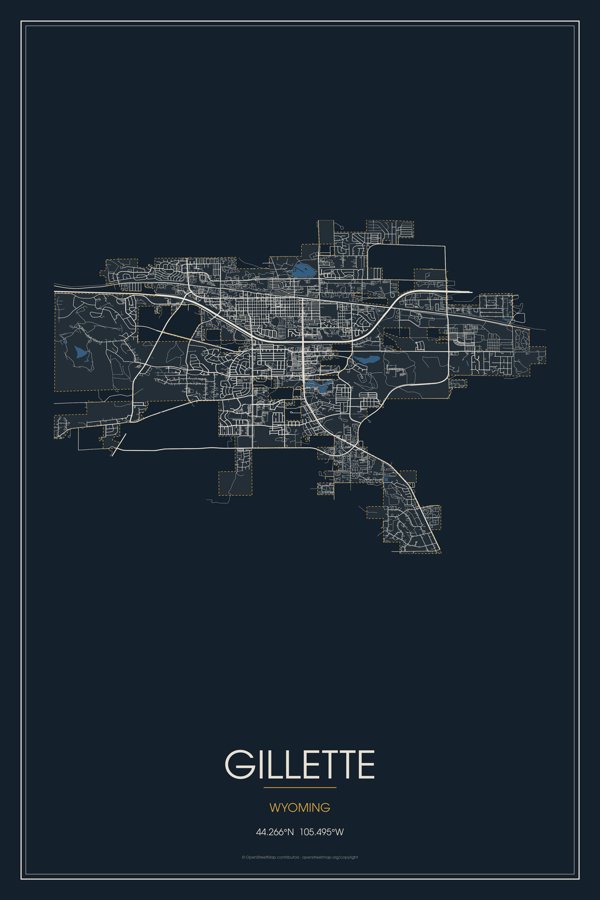 Gillette Street Map Throw Blanket artwork detail