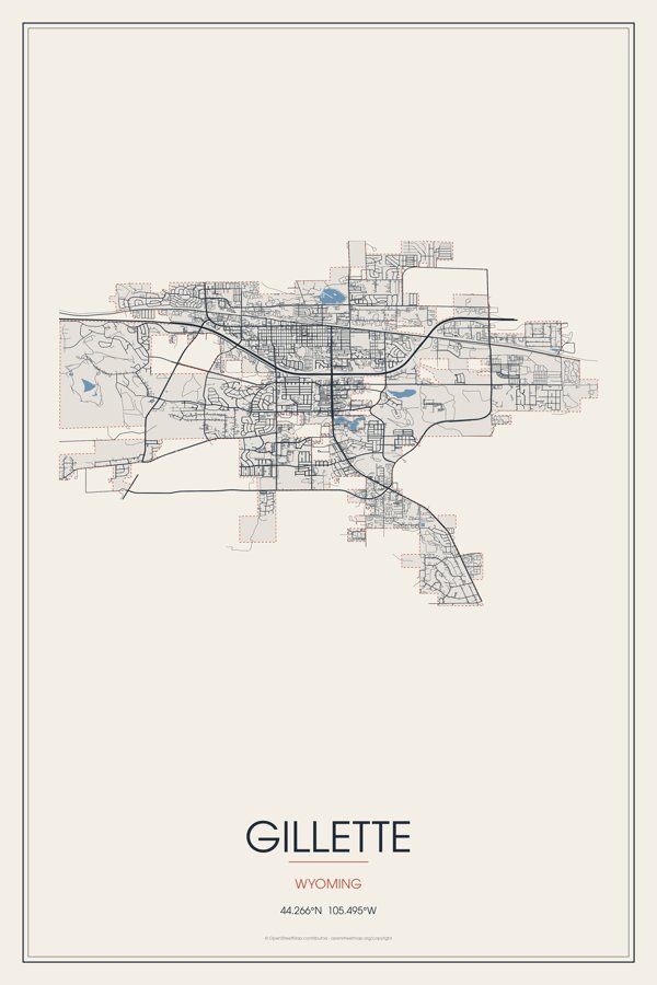 Gillette Street Map Poster · Linen artwork detail