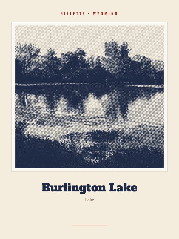 Gillette Burlington Lake Landmark Print artwork detail