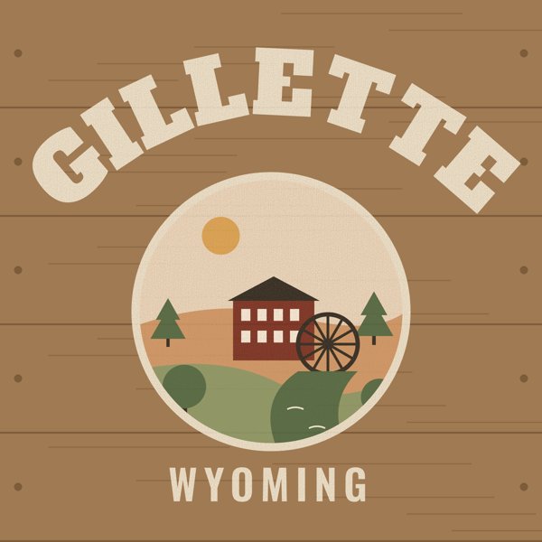 Gillette Hometown Wood Sign artwork detail