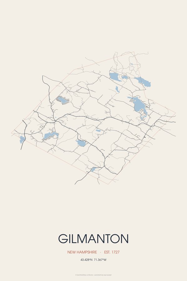 Gilmanton Street Map Poster · Linen artwork detail