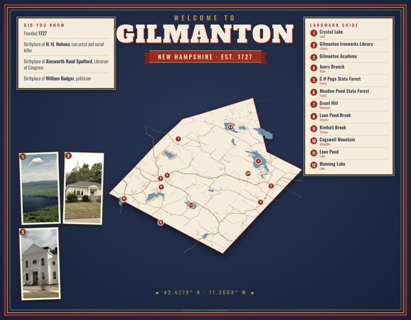 Gilmanton Map Placemat artwork detail