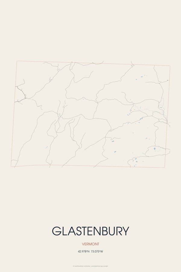 Glastenbury Street Map Poster · Linen artwork detail