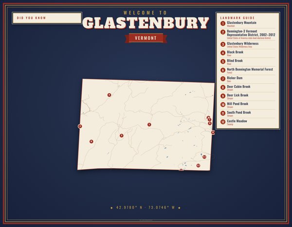 Glastenbury Map Placemat artwork detail
