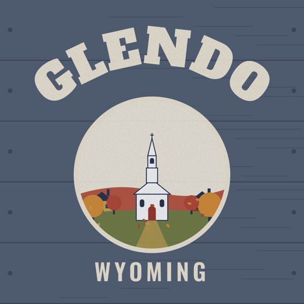 Glendo Hometown Wood Sign artwork detail