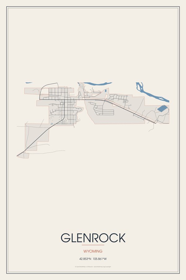 Glenrock Street Map Poster · Linen artwork detail