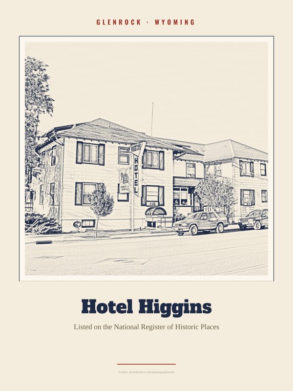 Glenrock Hotel Higgins Landmark Print artwork detail