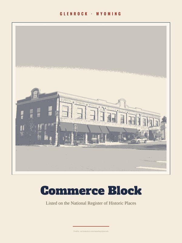 Glenrock Commerce Block Landmark Print artwork detail