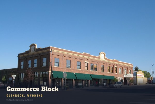 Glenrock Commerce Block Postcard artwork detail