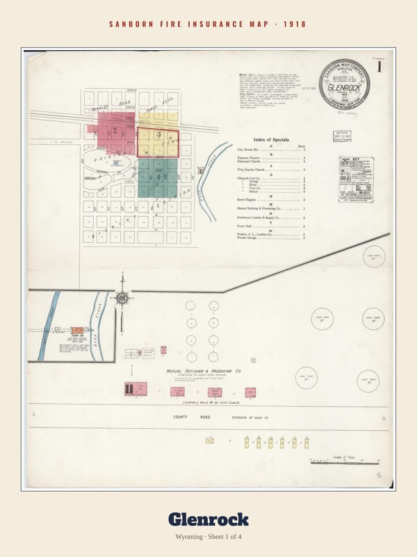 Glenrock Sanborn Map Print artwork detail