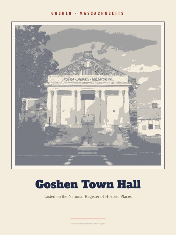 Goshen Goshen Town Hall Landmark Print artwork detail