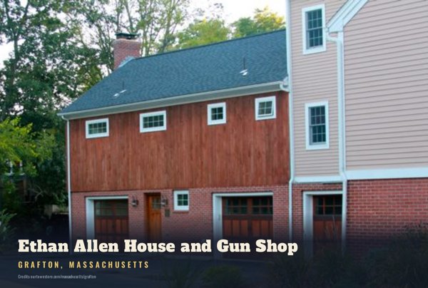 Grafton Ethan Allen House and Gun Shop Postcard artwork detail