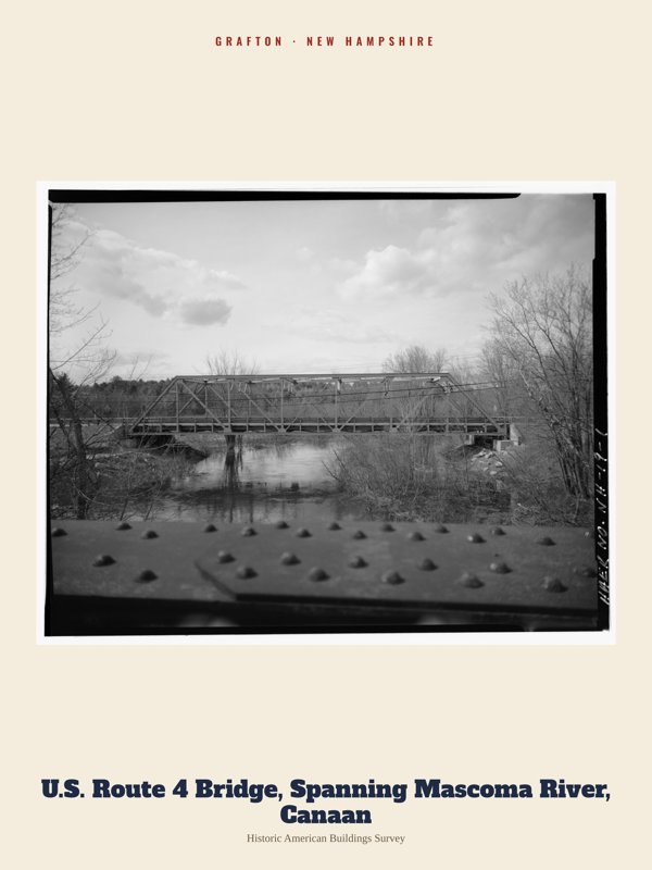 Grafton U.S. Route 4 Bridge, Spanning Mascoma River, Canaan Archive Print artwork detail