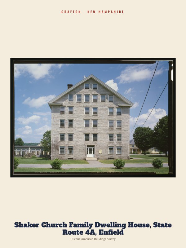 Grafton Shaker Church Family Dwelling House, State Route 4A, Enfield Archive Print artwork detail